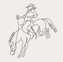 minimalistische western lijn kunst, cowboy, stier sturen, schetsen, wild west tekening, gemakkelijk land, Texas vector