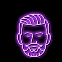 hipster baard haar- stijl neon gloed icoon illustratie vector