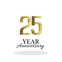 25-jarig jubileum logo vector sjabloon ontwerp illustratie goud en wit