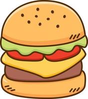 hamburger rommel voedsel Hamburger snel voedsel illustratie. schets gevulde vector voor restaurant en cafe menu of sticker.