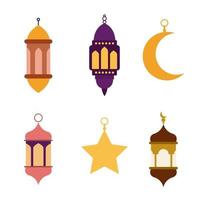 reeks van Islamitisch lantaarn elementen. voor Ramadan kareem en eid al fitr ontwerp decoratie. vlak vector illustratie