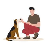 vlak ontwerp van gelukkig Mens met honden vector