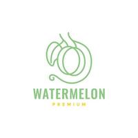 vers fruit watermeloen bladeren fabriek minimaal lijn kunst modern logo ontwerp vector