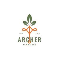 boogschutter pijlen bladeren natuur esthetisch minimalistische logo ontwerp vector icoon illustratie