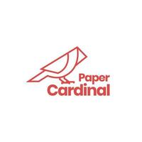 vogel neergestreken kardinaal papier ambacht stijl lijn minimaal logo ontwerp vector icoon illustratie