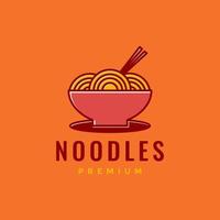 voedsel heerlijk smaak noodle pittig kom eetstokje gekleurde logo ontwerp vector icoon illustratie