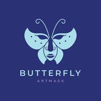 mooi Dames festival masker gezicht vlinder logo ontwerp vector icoon illustratie