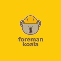 gezicht dier schattig mascotte koala voorman helm logo ontwerp vector icoon illustratie