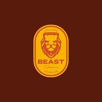 beest savanne dier leeuw manen oud insigne wijnoogst logo ontwerp vector icoon illustratie