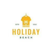 kom tot rust kleding Mens vakantie met kokosnoot bomen strand logo ontwerp vector icoon illustratie