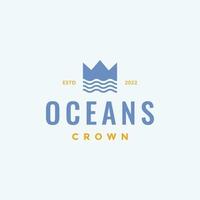 oceaan zee kroon koninkrijk gekleurde hipster logo ontwerp icoon vector illustratie