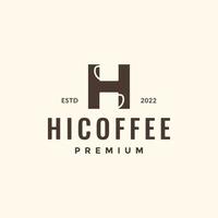 brief h met kop koffie hipster logo ontwerp vector icoon illustratie