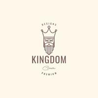 oud vent lang gebaard snor koning kroon koninkrijk hipster mascotte tekenfilm logo ontwerp vector icoon illustratie
