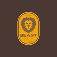 sterk beest dier savanne leeuw manen carnivoor wijnoogst insigne logo ontwerp vector icoon