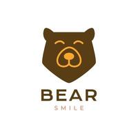 dier beest grizzly gezicht vlak mascotte glimlach modern minimaal gemakkelijk logo ontwerp vector