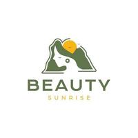 schoonheid wereld Dames natuur berg schijnen zonsopkomst zon ochtend- kunst modern logo ontwerp vector