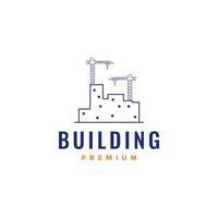 bouw gebouw bedrijf bedrijf fabriek industrie kraan minimaal lijn logo ontwerp vector icoon
