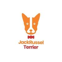 gezicht mascotte huisdieren hond koel jack russel terriër oranje vlak logo ontwerp vector icoon illustratie