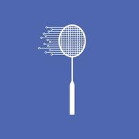 badminton racket technologie lijnen garen modern logo ontwerp vector icoon illustratie
