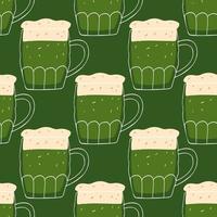 naadloos patroon met illustratie gestileerde mok van bier Aan groen achtergrond voor Sint Patrick vakantie vector