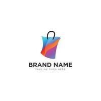 boodschappen doen zak logo ontwerp voor online winkel. vector