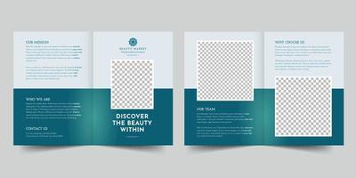 schoonheid markt tweevoudig brochure sjabloon, tweevoudig brochure boekhouding firma folder vector lay-out tweevoudig mockup pro vector