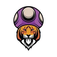 tijger paddestoel hoed mascotte logo ontwerp vector