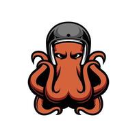 Octopus rijden mascotte logo ontwerp vector