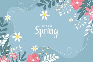 mooi voorjaar achtergrond met hand- getrokken bloemen vector