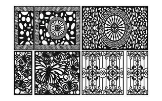 zwart patronen met wit achtergrond, Islamitisch vectoren met bloemen panelen voor cnc laser snijdend