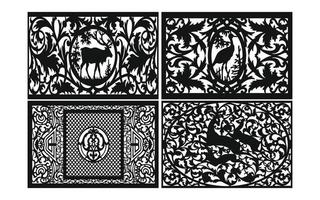 zwart patronen met wit achtergrond, Islamitisch vectoren met bloemen panelen voor cnc laser snijdend