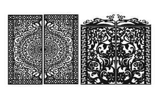 zwart patronen met wit achtergrond, Islamitisch vectoren met bloemen panelen voor cnc laser snijdend