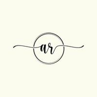 eerste handschrift ar logo sjabloon illustratie. ar brief schoonheid monogram logo vector