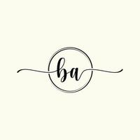 eerste handschrift ba logo sjabloon illustratie. ba brief schoonheid monogram logo vector