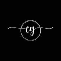 eerste handschrift cy logo sjabloon illustratie. cy brief schoonheid monogram logo vector