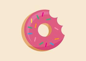 gemakkelijk donut voor de helft gegeten met roze kleur vector illustratie