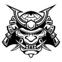 demon masker van samurai krijger vector zwart en wit logo helm illustratie