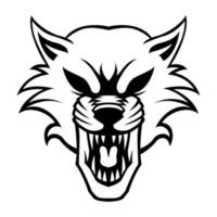 boos wolf vector zwart en wit logo ontwerp illustratie sjabloon