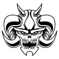 demon vector. zwart en wit boos demon hoofd logo vector mascotte sjabloon