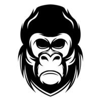 gorilla hoofd vector logo ontwerp zwart en wit sjabloon vector illustratie