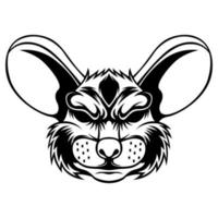 muis hoofd vector. muis zwart en wit tekening mascotte logo ontwerp vector illustratie sjabloon