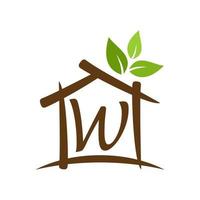 eerste w huis tuin logo vector