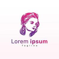 vieren vrouwen dag met een bevallig roze helling meisje logo vector