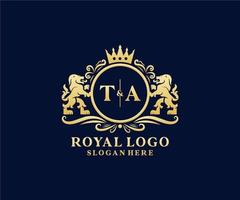 eerste ta brief leeuw Koninklijk luxe logo sjabloon in vector kunst voor restaurant, royalty, boetiek, cafe, hotel, heraldisch, sieraden, mode en andere vector illustratie.