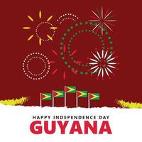 Guyana onafhankelijkheid dag met nationaal vlag en vuurwerk. zuiden Amerika openbaar vakantie sociaal media na. vector