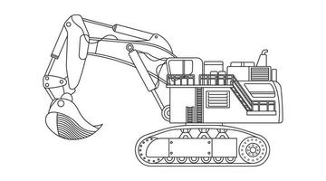 hand- getrokken vector illustratie kleur kinderen bouw groot mijnbouw graafmachine zwaar bouw machine clip art