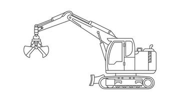 hand- getrokken vector illustratie kleur kinderen bouw klein grootte klauw handler graafmachine bouw machine clip art