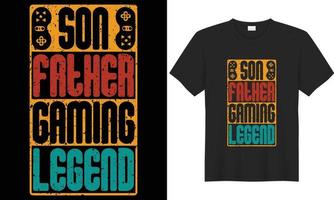 gaming typografie belettering vector grafisch t-shirt ontwerp. perfect geschenk voor gamer. zoon vader gaming legende. modieus video spel citaat. illustratie afdrukken ontwerp sjabloon voor kleding, capuchon, tas, mok.