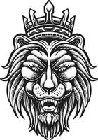 leeuw koning logo lijn kunst vector