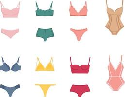 vrouwen lingerie sets geïsoleerd Aan wit achtergrond. verzameling van onderkleding en ondergoed. slipje, bikini's en beha's. vector